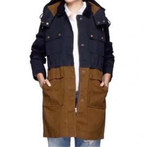 ✨ Iconic JCrew Two-Tone Cotton Canvas Jacket with Removable Hood | Size Medium